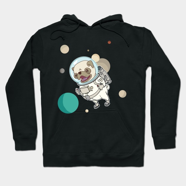 Pug Astronaut With a Jet Pack Hoodie by Huhnerdieb Apparel